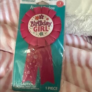 Birthday Girl Pink Award Ribbon Badge